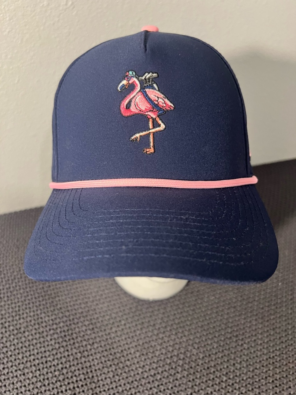 Birdie Boss Golf Hat Cap Navy Pink Flamingo Snapback Cap Mesh Back Adjustable